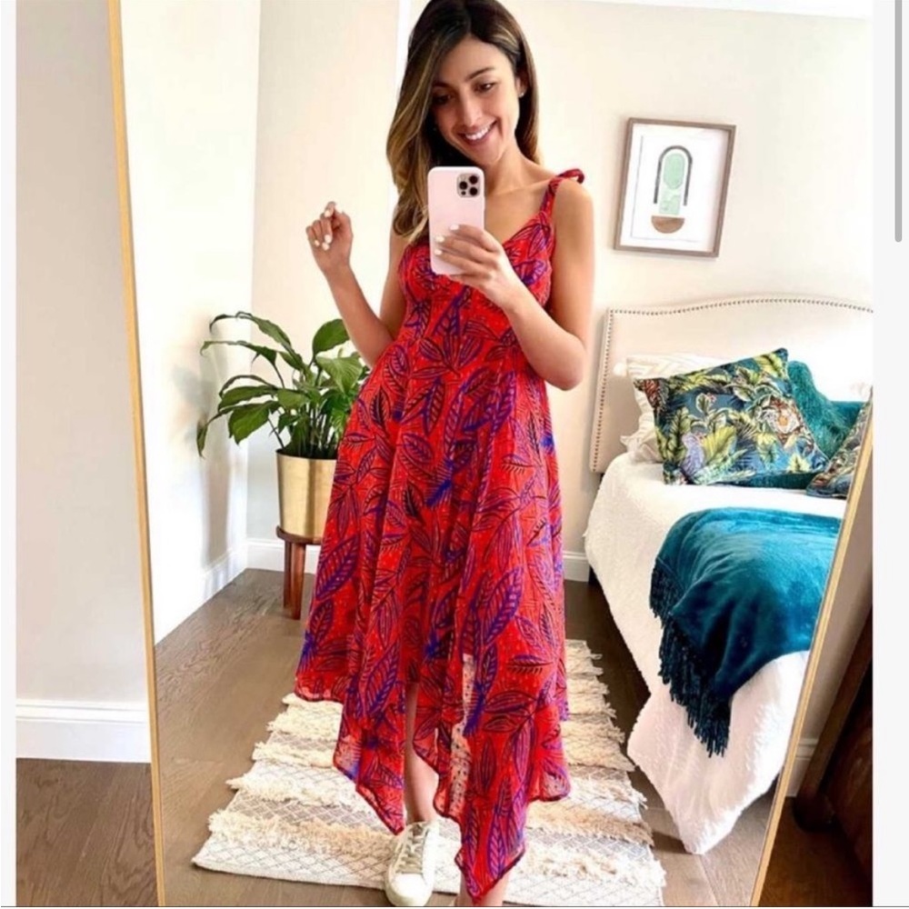 ALEXIS x Target | Tropical Leaf Tie Strap Asymmetrical
Hem Dress